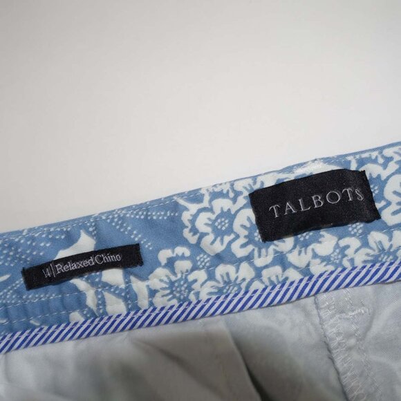 Talbots Women's Relaxed Chino Pants Size 14 Blue White 28" Inseam Floral Print - Picture 3 of 6